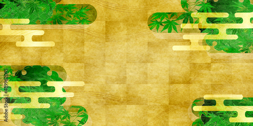 新緑　もみじ　葉　背景