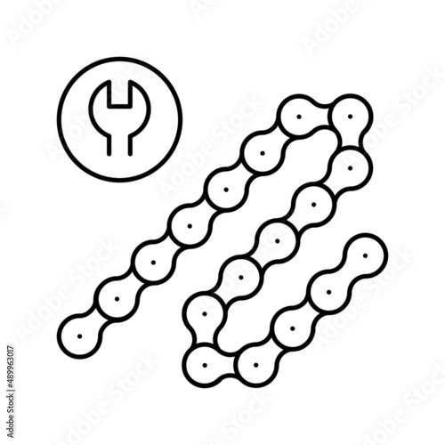 bicycle chane repair and shortening line icon vector illustration