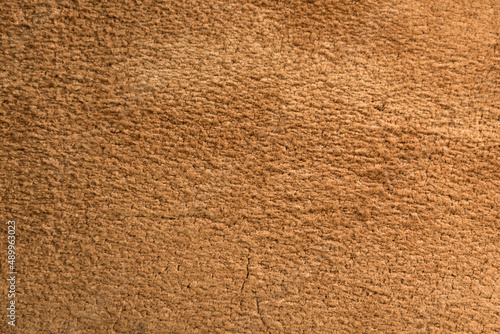 Roughly processed thick strong camel leather, close, close-up