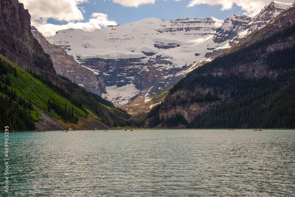 Lake Louise and mountains in Alberta