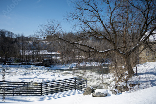 Pike River in Willsboro Upstate New-York in winter