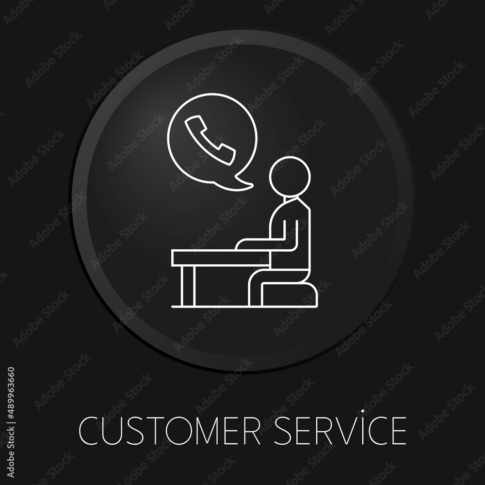 Customer service minimal vector line icon on 3D button isolated on black background. Premium Vector. Customer service minimal vector line icon on 3D button isolated on black background. Premium Vector.