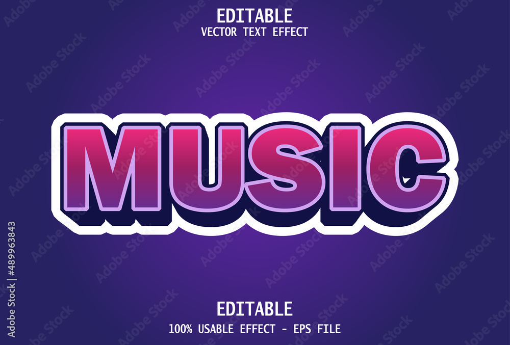 music text effect editable purple background.