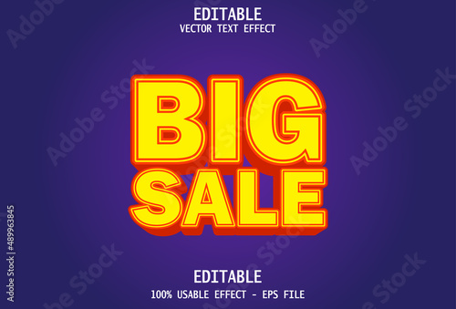 big sale text effect editable purple background.