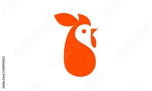 simple vector head chicken logo