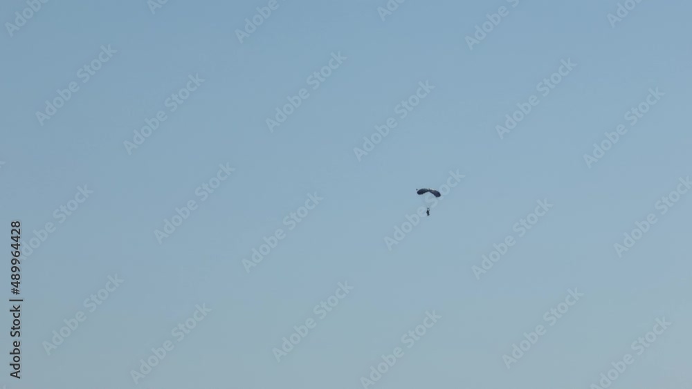Skydiver parachuting onto a beach Skydiver parachuting onto a beach