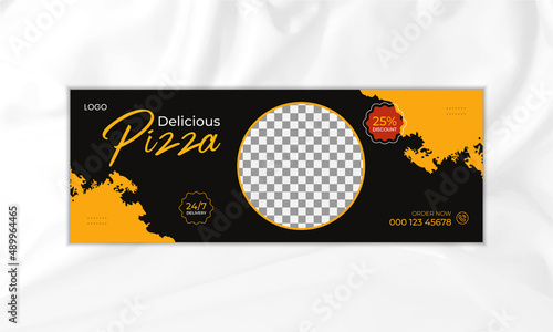 Fast food restaurant business marketing social media post | Food menu Instagram post design with abstract background | Fresh pizza, burger & pasta online sale promotion banner.