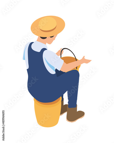 farmer with bucket