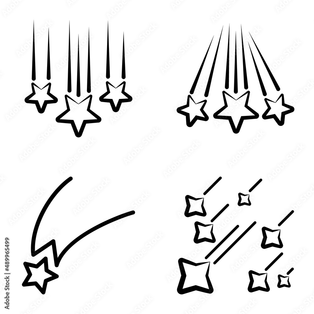 Starfall Flat Icon Set Isolated On White Background Starfall Flat Icon Set Isolated On White Background