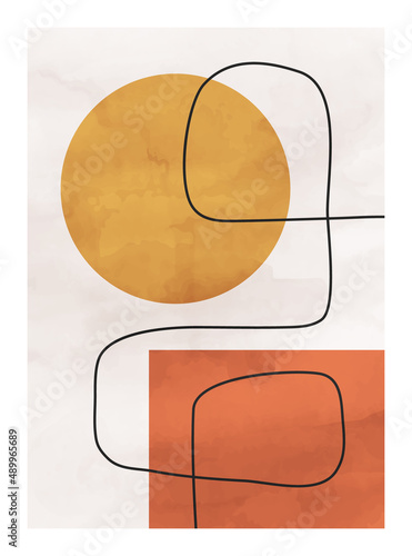 Abstract art,  hand painted, watercolor geometric background. Design for poster, wall decoration, cover, EPS10 vector template