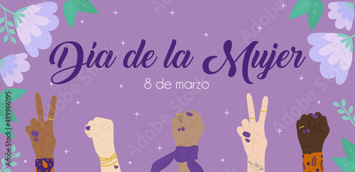 Banner del día de la mujer, 8 de marzo.
