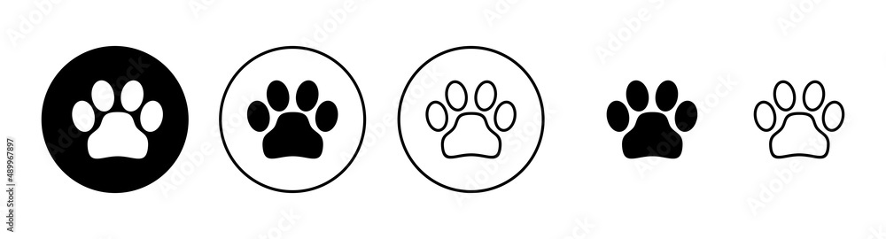 Paw icons set. paw print sign and symbol. dog or cat paw Paw icons set. paw print sign and symbol. dog or cat paw