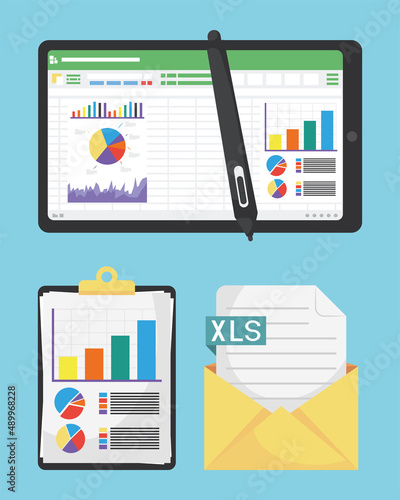 three spreadsheet documents icons