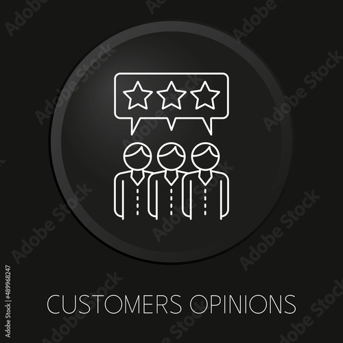 Customers opinions minimal vector line icon on 3D button isolated on black background. Premium Vector.
