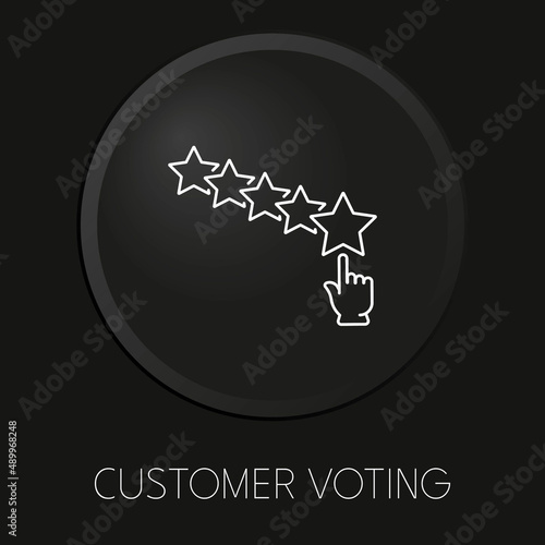Customer voting minimal vector line icon on 3D button isolated on black background. Premium Vector.
