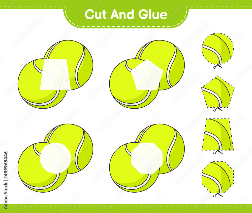 Cut and glue, cut parts of Tennis Ball and glue them. Educational
