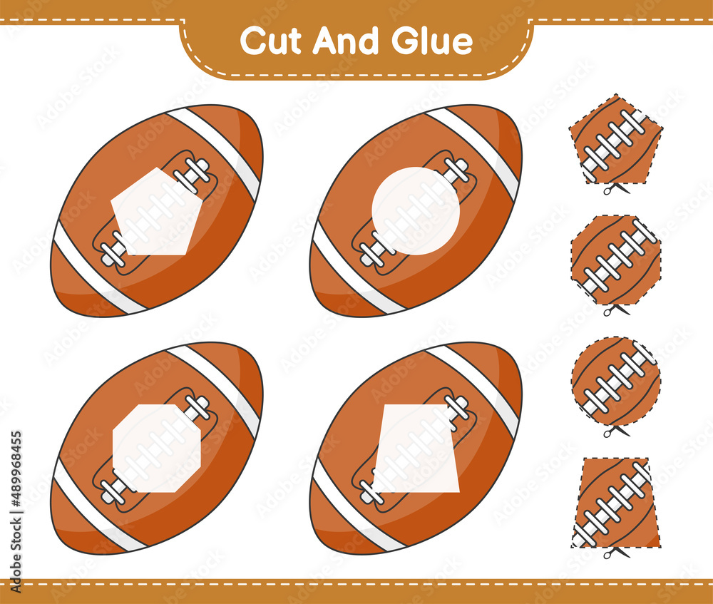 Cut and glue, cut parts of Rugby Ball and glue them. Educational