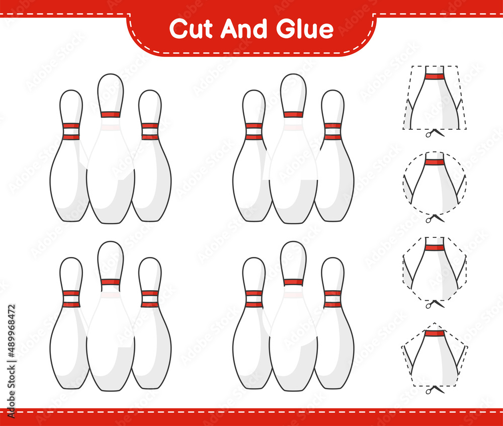 Cut and glue, cut parts of Bowling Pin and glue them. Educational