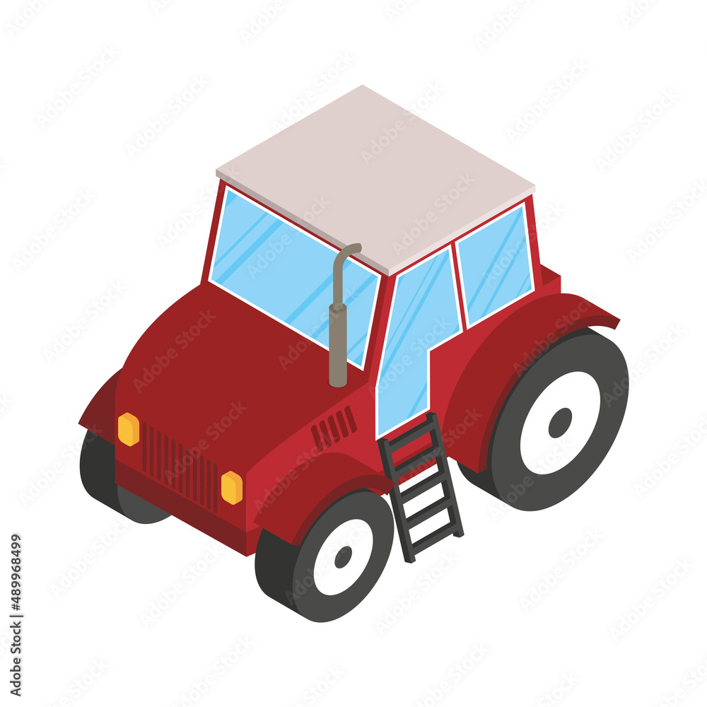 red tractor isometric style