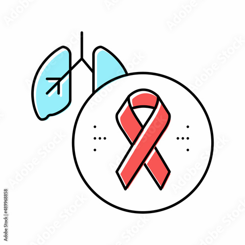 deterioration of lung function in hiv infected patients color icon vector illustration