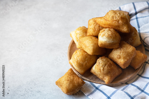Kazakh national baking - Baursak. Traditional baking, deep fried pieces of yeasty dough.