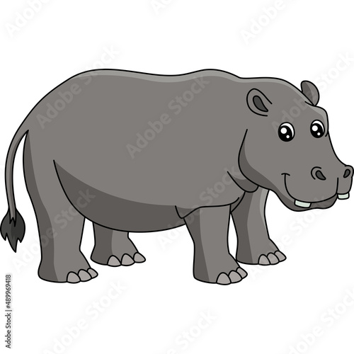 Hippo Cartoon Colored Clipart Illustration