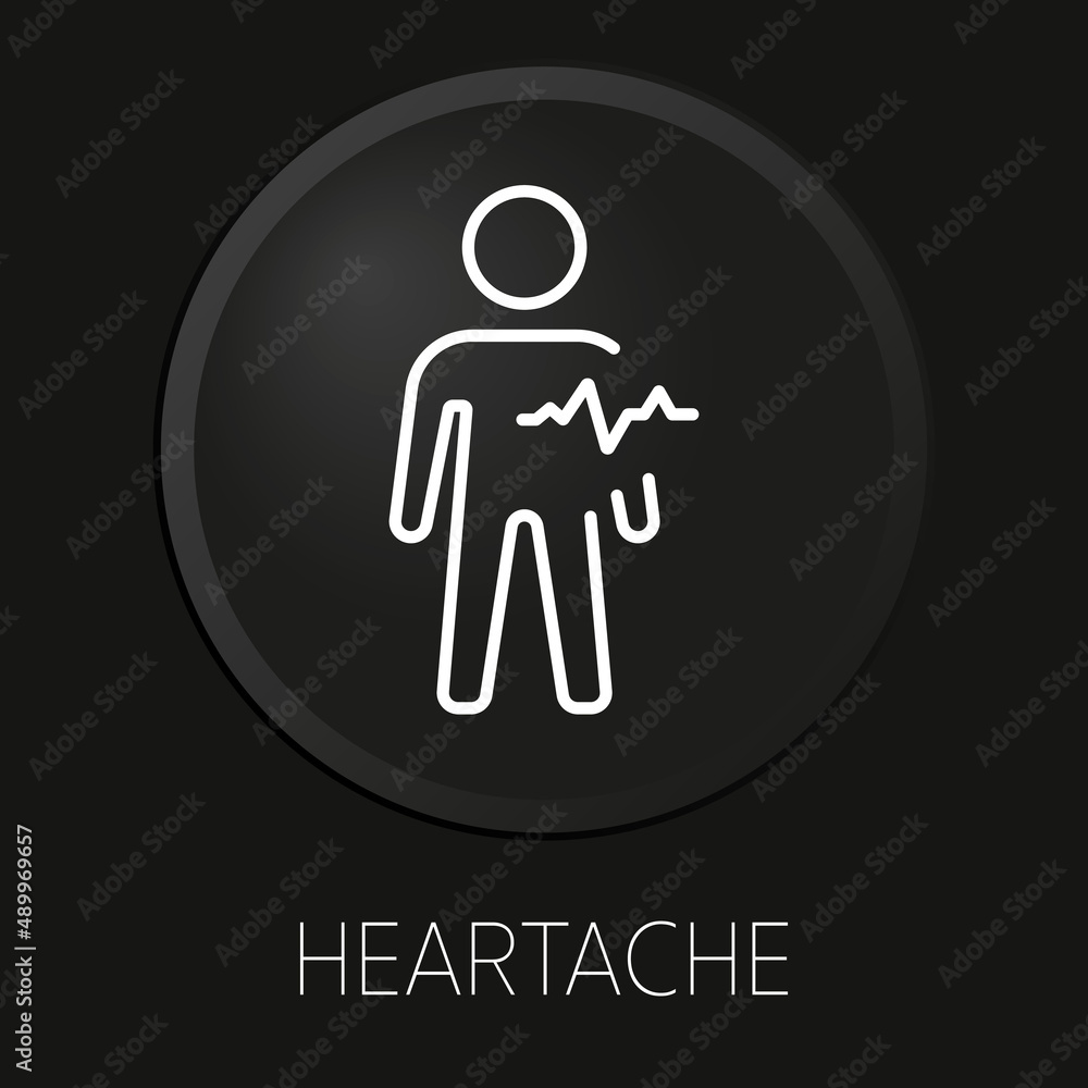Heartache minimal vector line icon on 3D button isolated on black background. Premium Vector. Heartache minimal vector line icon on 3D button isolated on black background. Premium Vector.