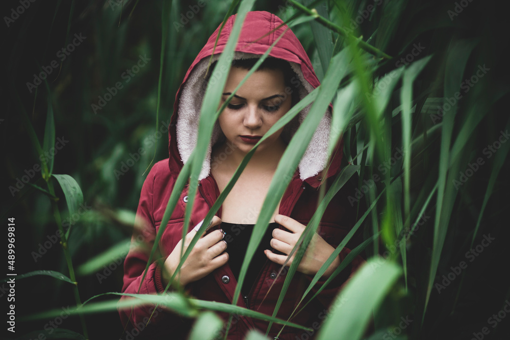 Model shooting among the leaves in nature Model shooting among the leaves in nature