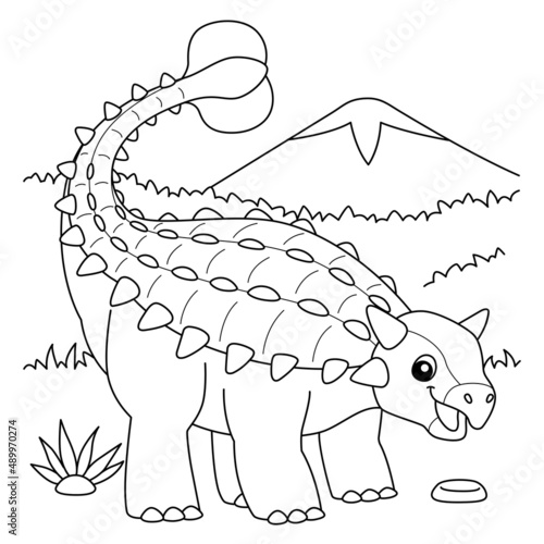Ankylosaurus Coloring Page for Kids photo