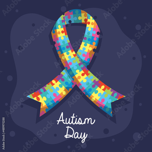 autism ribbon and lettering