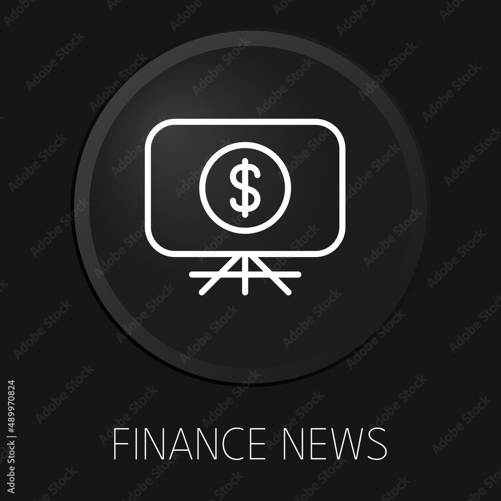 Finance news minimal vector line icon on 3D button isolated on black background. Premium Vector. Finance news minimal vector line icon on 3D button isolated on black background. Premium Vector.