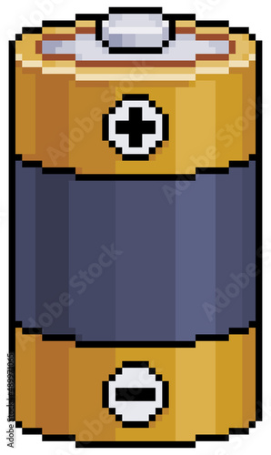 Pixel art battery vector icon for 8bit game on white background