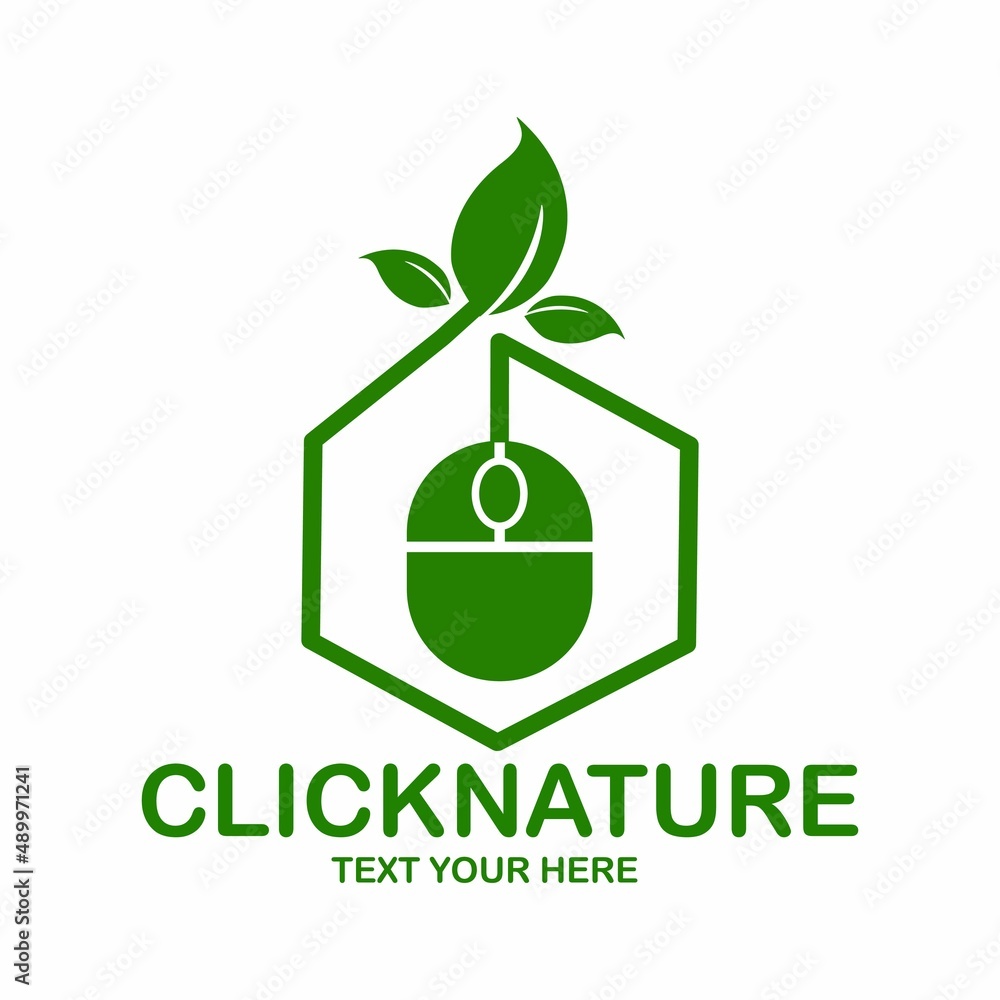 Click nature vector logo template. This design use mouse symbol. Suitable for environment. Click nature vector logo template. This design use mouse symbol. Suitable for environment.