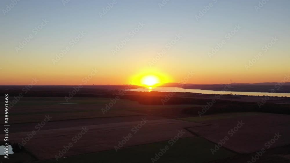 Aerial view of North American farmland at sunset Aerial view of North American farmland at sunset