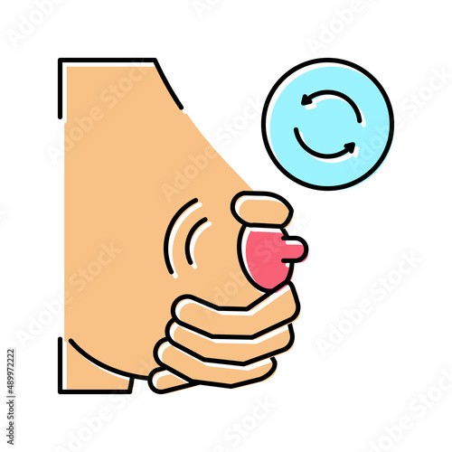 breast stimulation, massage, milk flow color icon vector illustration