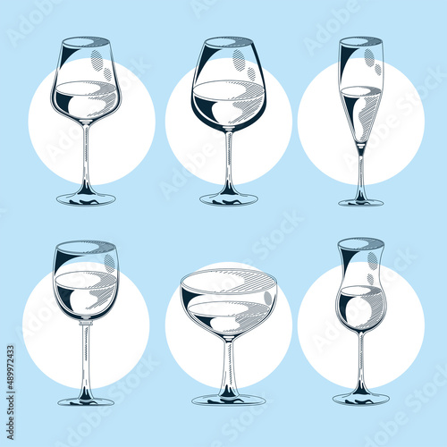 six wine drinks icons