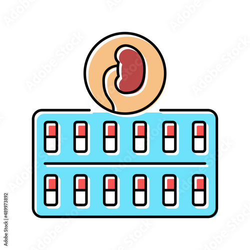 drugs package for kidney treatment color icon vector illustration