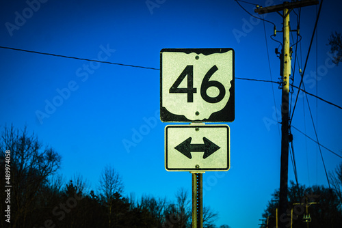 An interstate sign marking state route 46 in New Lyme, Ohio
