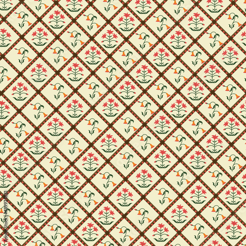 Seamless mughal india flowers print decorative