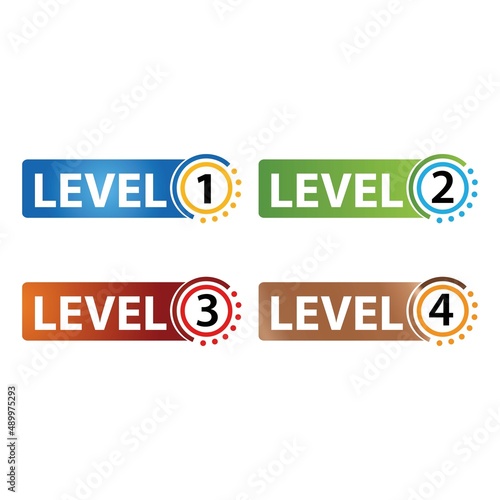 Level colorful button set. vector modern material style buttons	