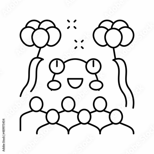 monster kids party line icon vector illustration