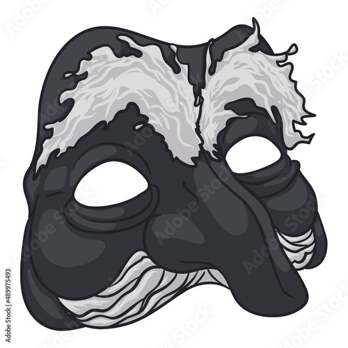 Isolated dark Pantalone mask with bushy eyebrows and mustache, Vector illustration