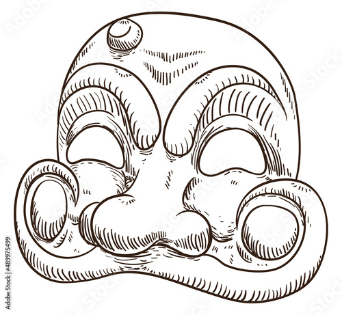 Arlecchino mask design for Venetian Carnival in hand drawn style, Vector illustration