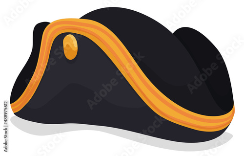 Decorative tricorne hat in cartoon style, Vector illustration