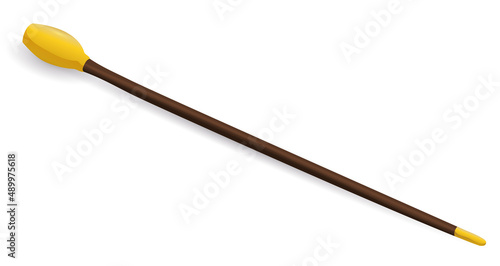 Elegant baton with wooden stick and golden decorations, Vector illustration