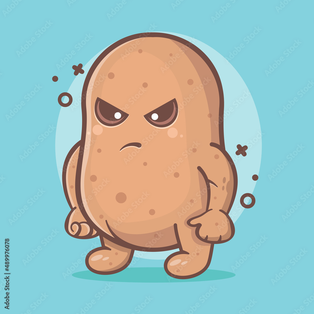 kawaii potato vegetable character mascot with angry gesture isolated cartoon in flat style design kawaii potato vegetable character mascot with angry gesture isolated cartoon in flat style design