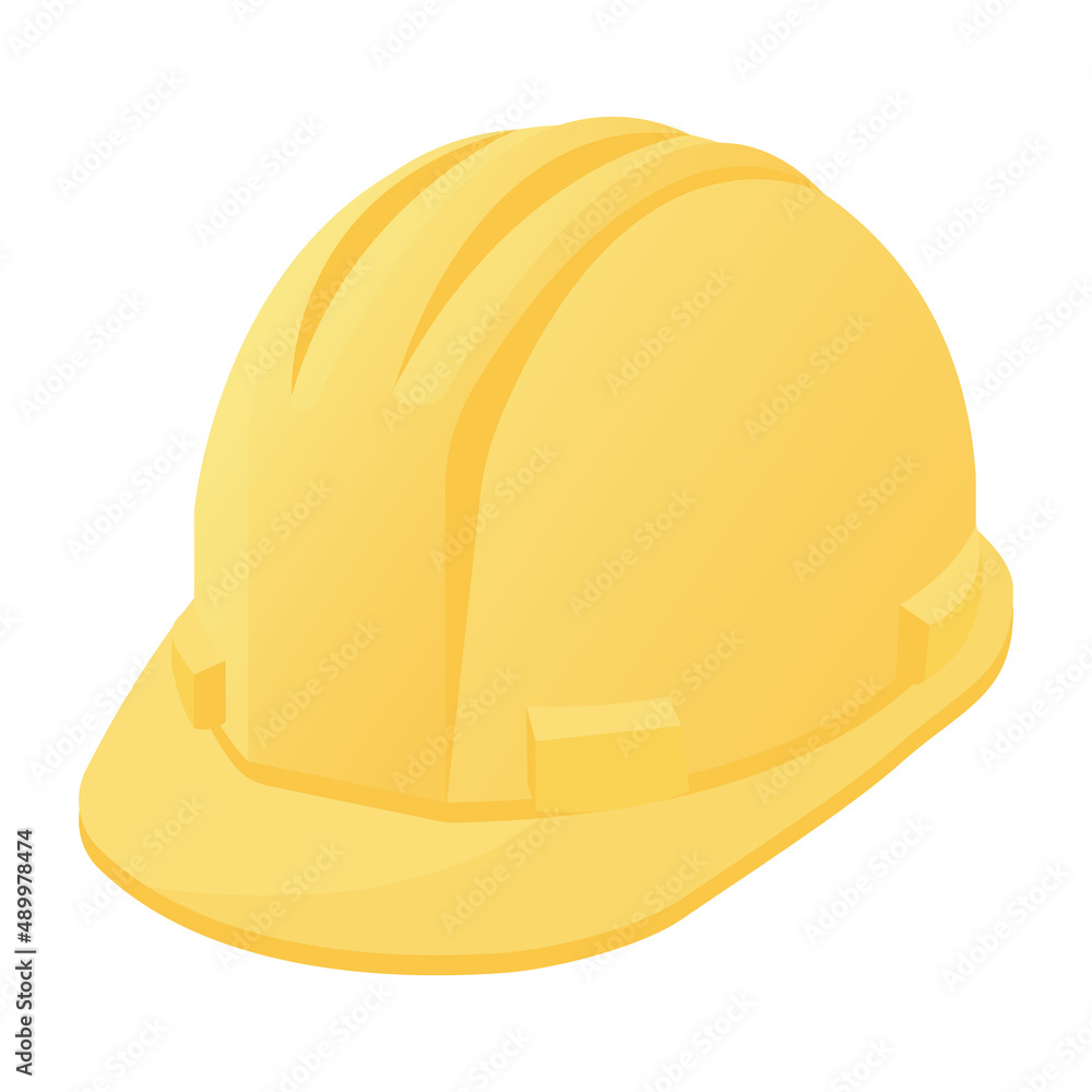 Construction yellow hard hat cartoon vector illustration isolated