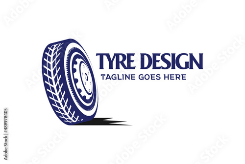 Retro Vintage Heavy Vehicle Wheel Tyre for Car Transportation Part Store Logo Design Vector