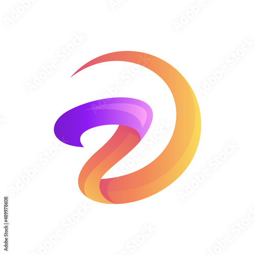 Fototapeta Naklejka Na Ścianę i Meble -  letter D logo design with 3d purple and orange color style
