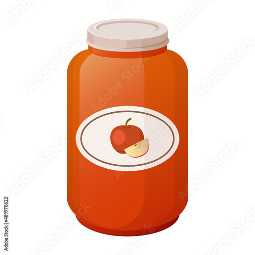 apple jam glass can cartoon vector illustration isolated object